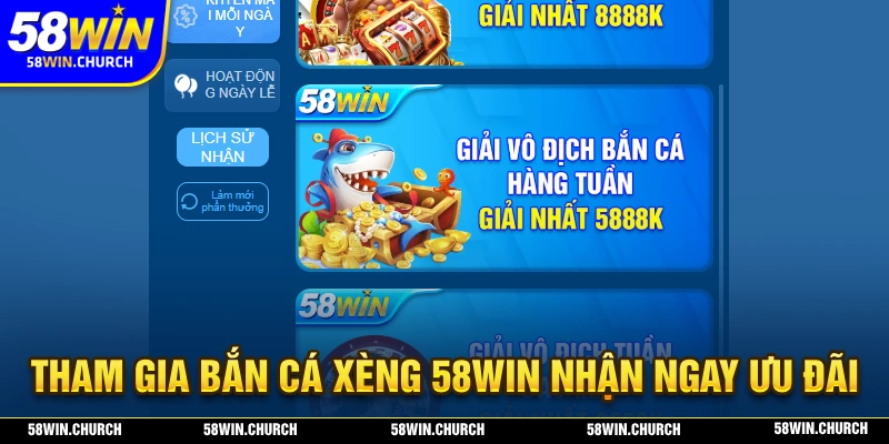 Tham gia bắn cá xèng 58WIN nhận ngay hàng trăm ưu đãi hấp dãn